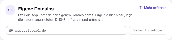 Der Bereich „Eigene Domains“ im Tab Veröffentlichen