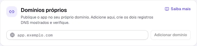 A seção Domínios próprios da aba Publicar