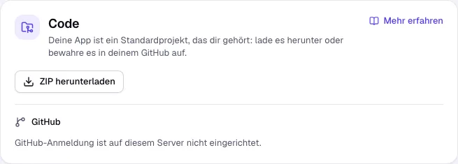 Der Bereich „Code“ mit ZIP herunterladen und GitHub