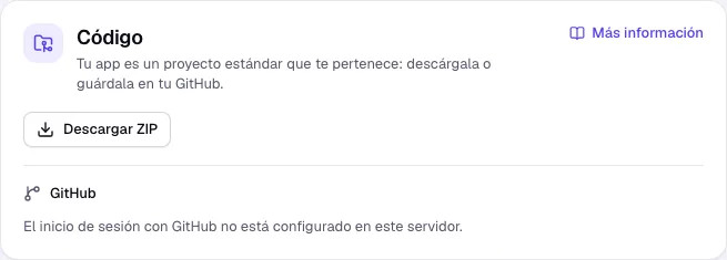 La sección Código con Descargar ZIP y GitHub