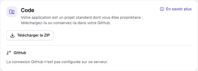 La section Code avec Télécharger le ZIP et GitHub