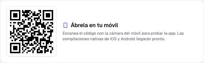 El código QR para abrir la app publicada en un móvil