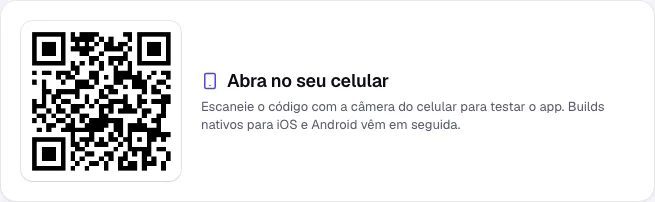 O QR code para abrir o app publicado no celular