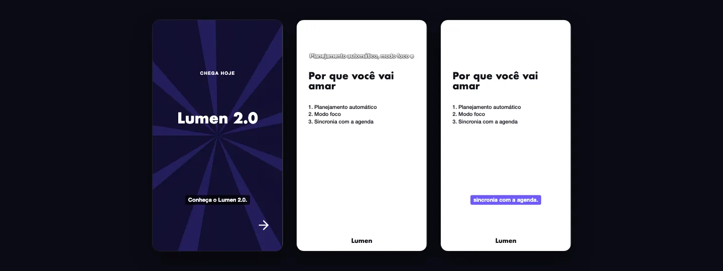 Legendas em faixa, com contorno e em destaque