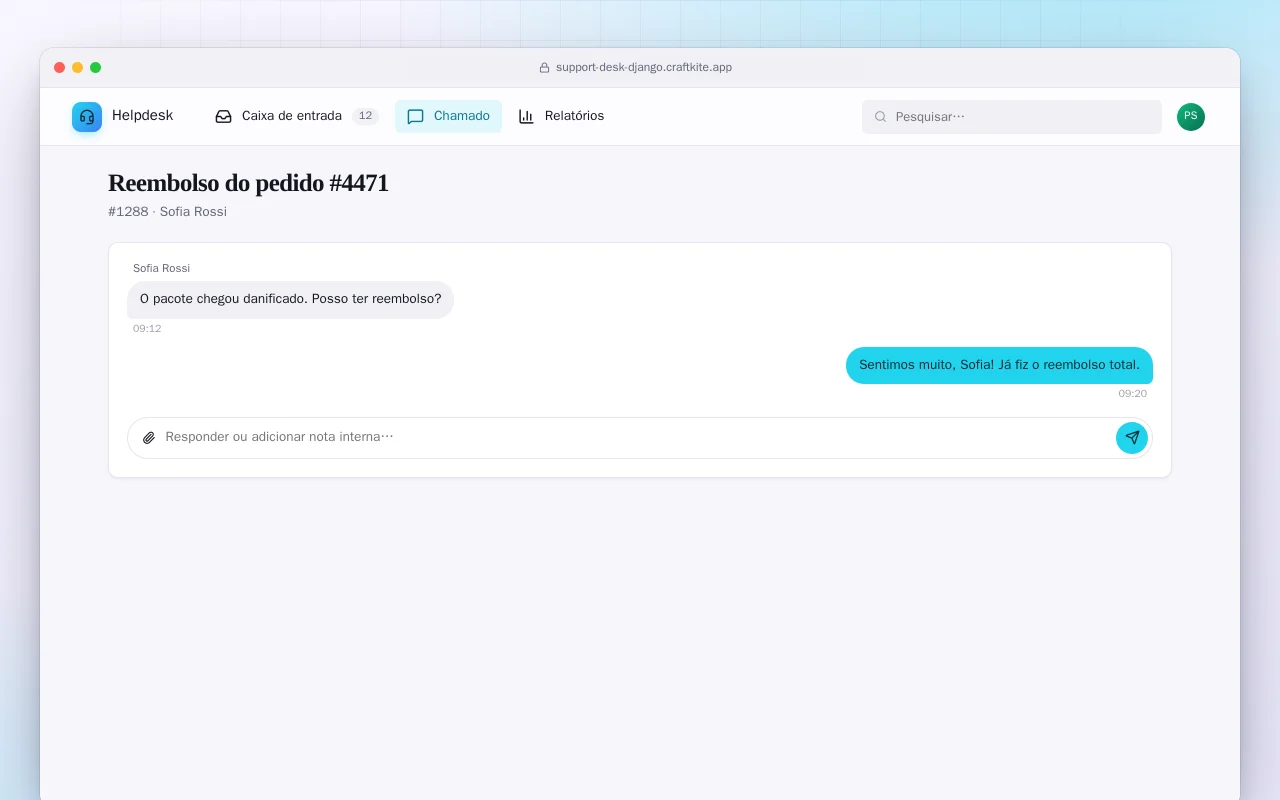 Central de suporte (Django): a tela Reembolso do pedido #4471