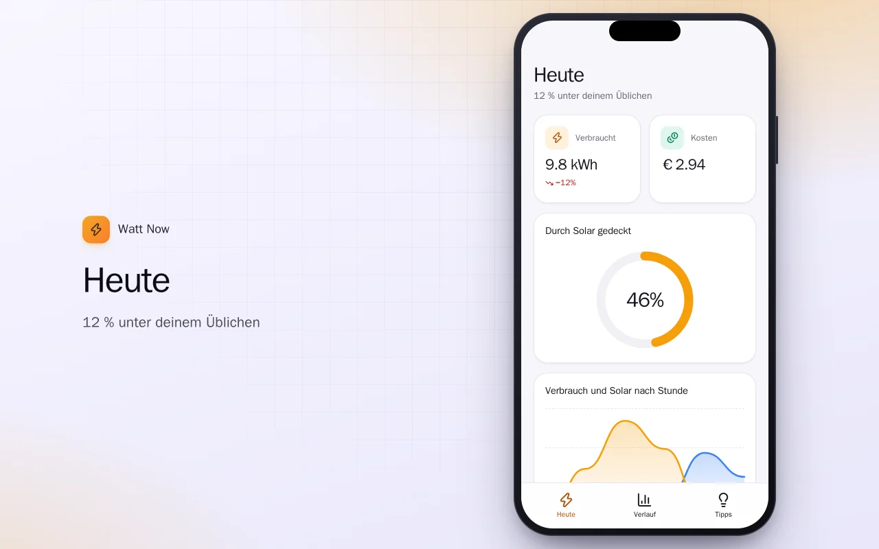 Energiemonitor fürs Zuhause: der Bildschirm „Heute“