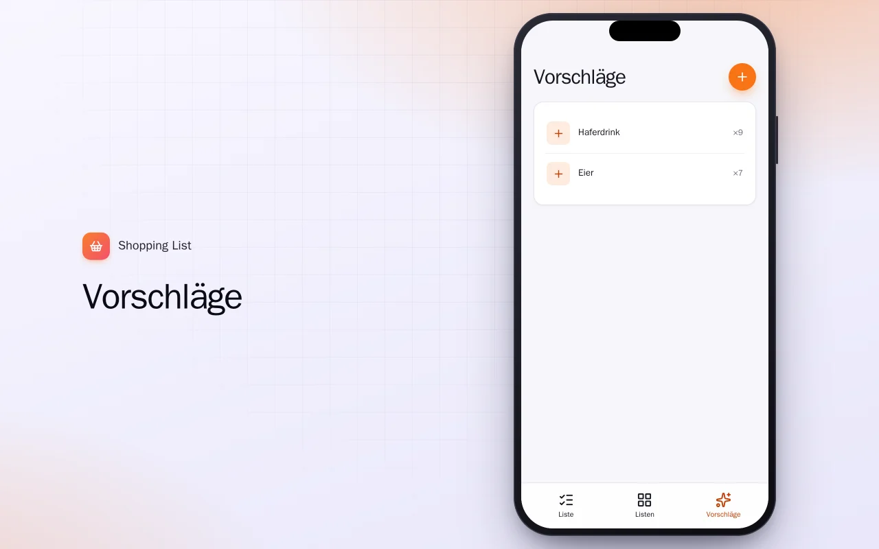 Einkaufsliste (Flutter): der Bildschirm „Vorschläge“