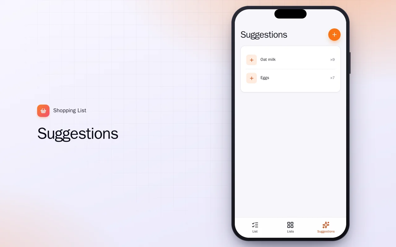 Shopping List (Flutter): the Suggestions screen