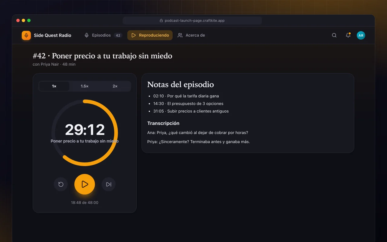 Página de lanzamiento de podcast: la pantalla #42 · Poner precio a tu trabajo sin miedo