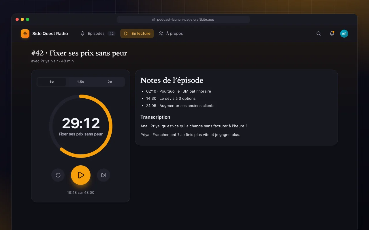 Page de lancement de podcast : l’écran #42 · Fixer ses prix sans peur