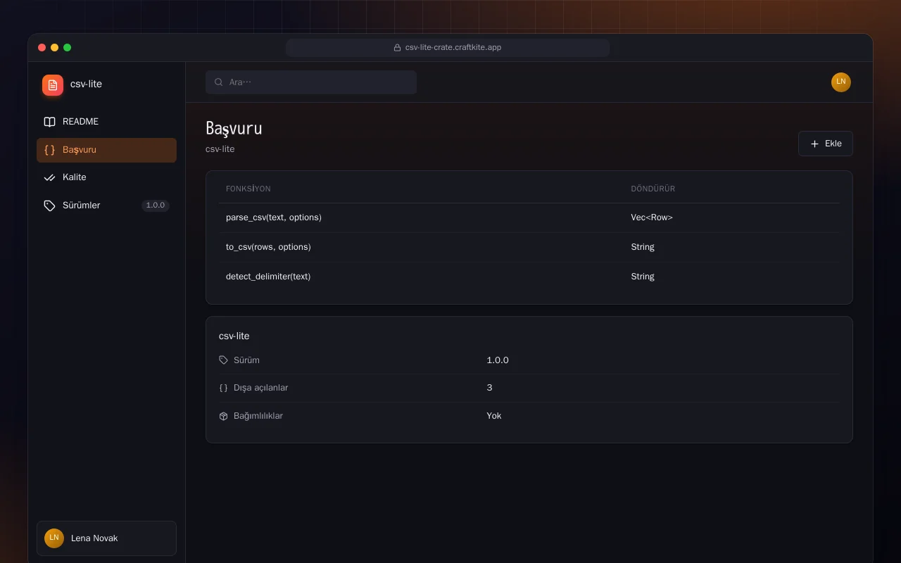 CSV Lite (Rust): Başvuru ekranı