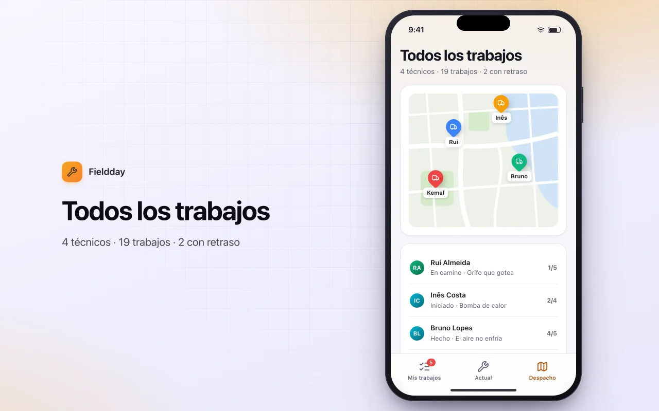 Planificador de servicio en campo: la pantalla Todos los trabajos