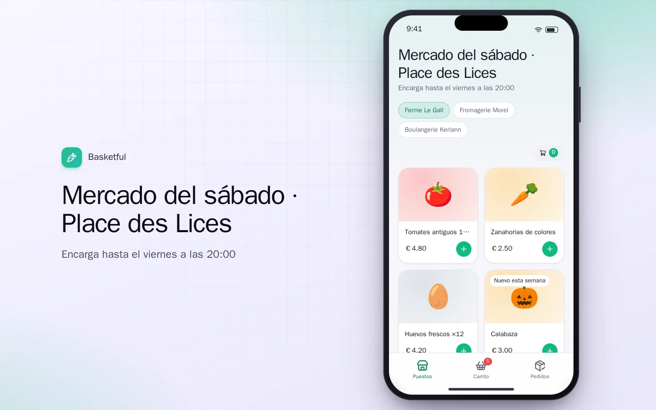 Encargos para el mercado local: la pantalla Mercado del sábado · Place des Lices