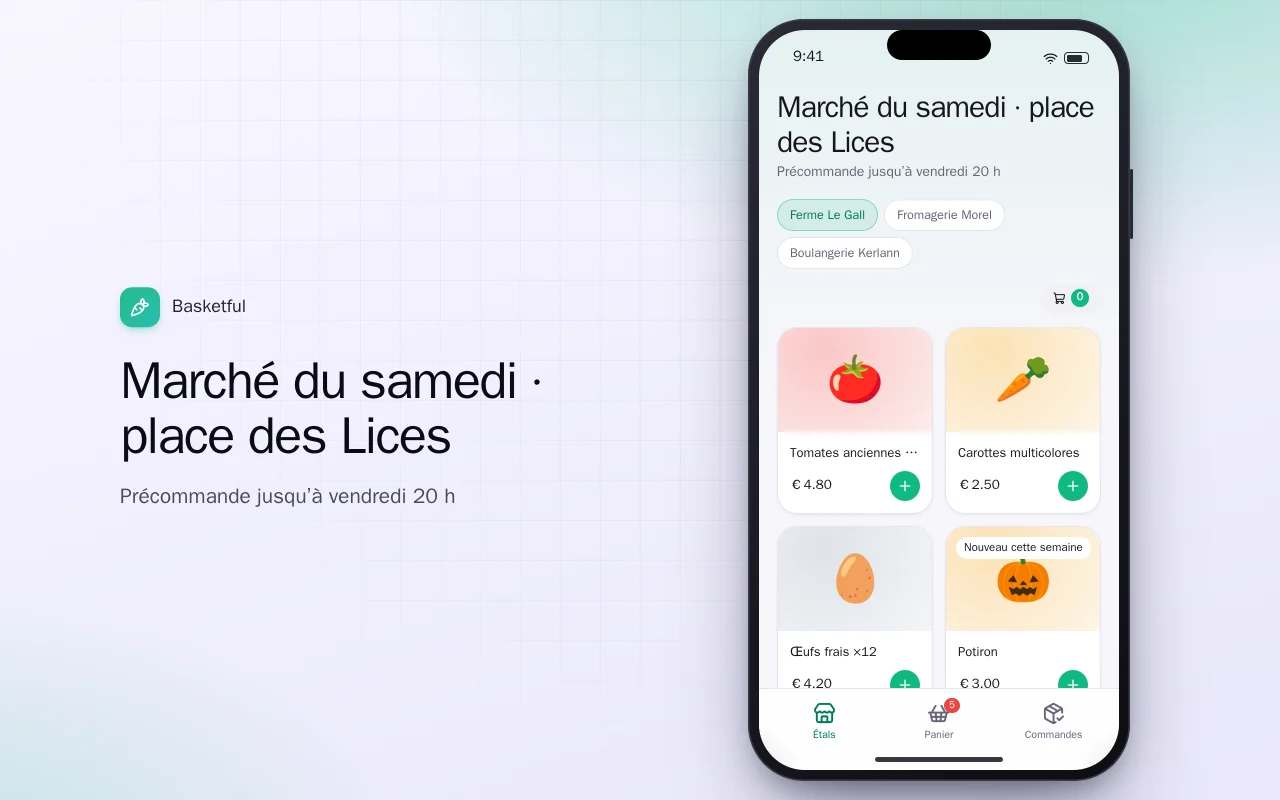 Précommande au marché de producteurs : l’écran Marché du samedi · place des Lices