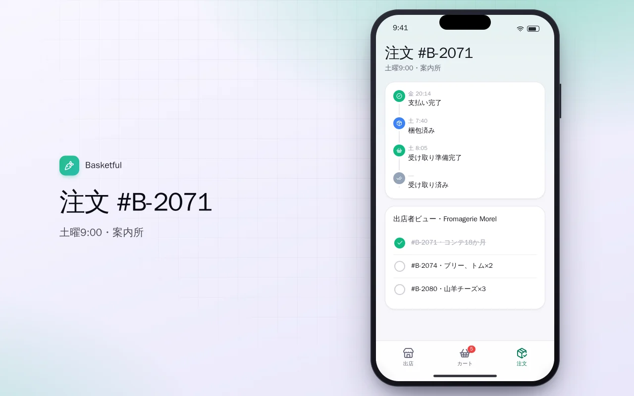 ファーマーズマーケット予約注文：注文 #B-2071画面