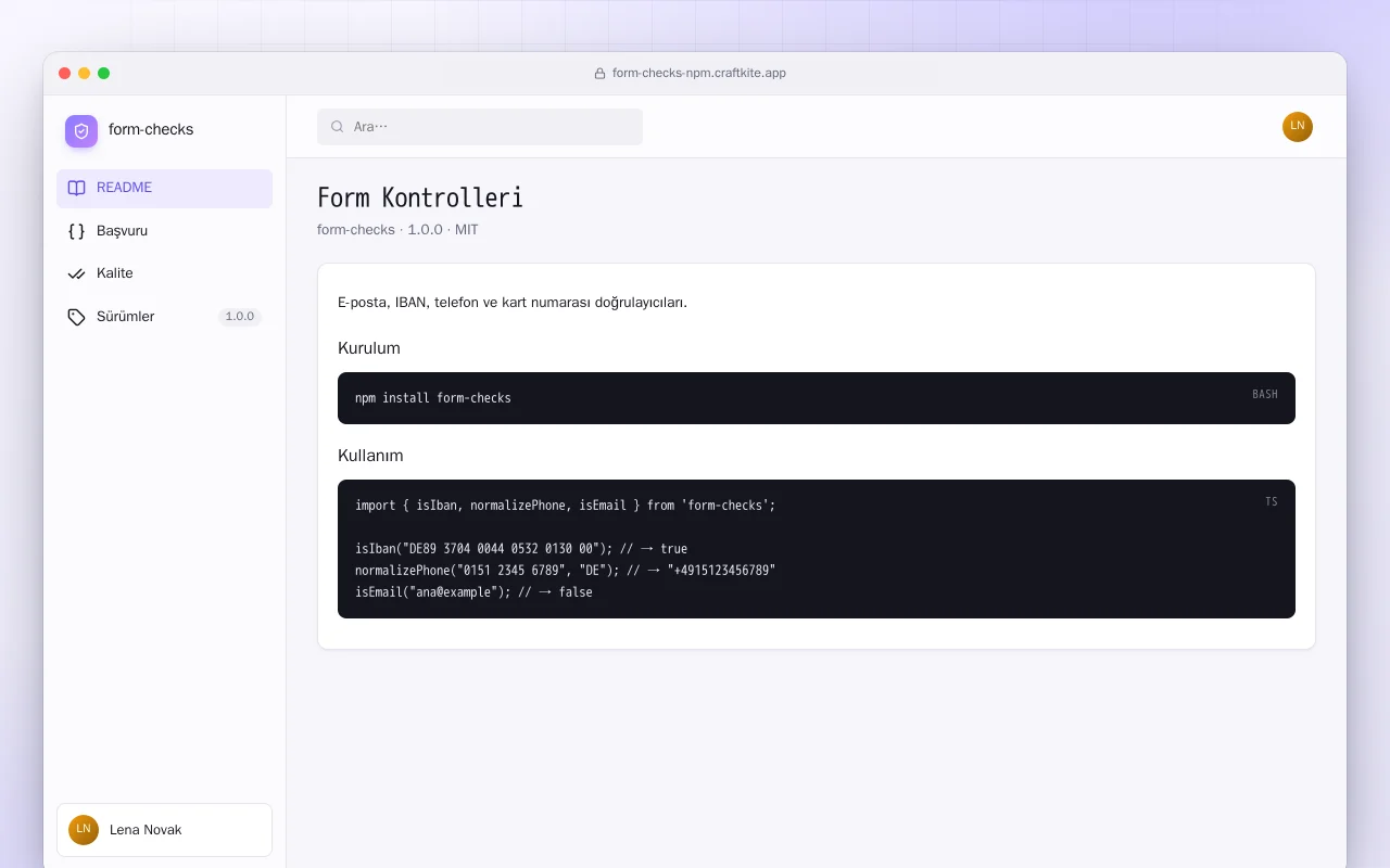 Form Kontrolleri (TypeScript): Form Kontrolleri ekranı