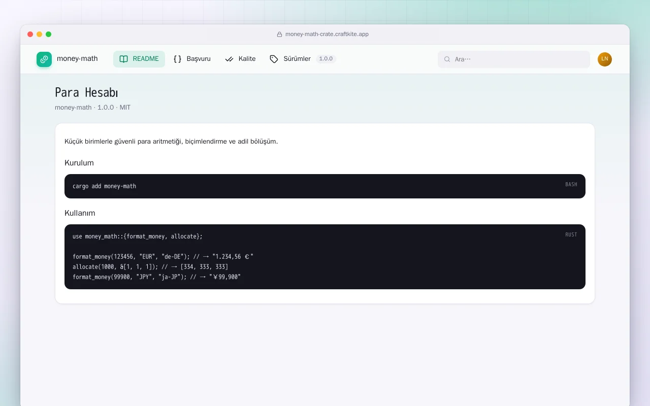Para Hesabı (Rust): Para Hesabı ekranı