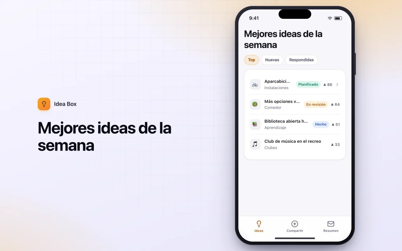 Buzón de sugerencias anónimo: la pantalla Mejores ideas de la semana