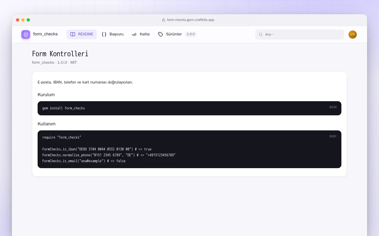 Form Kontrolleri (Ruby): Form Kontrolleri ekranı