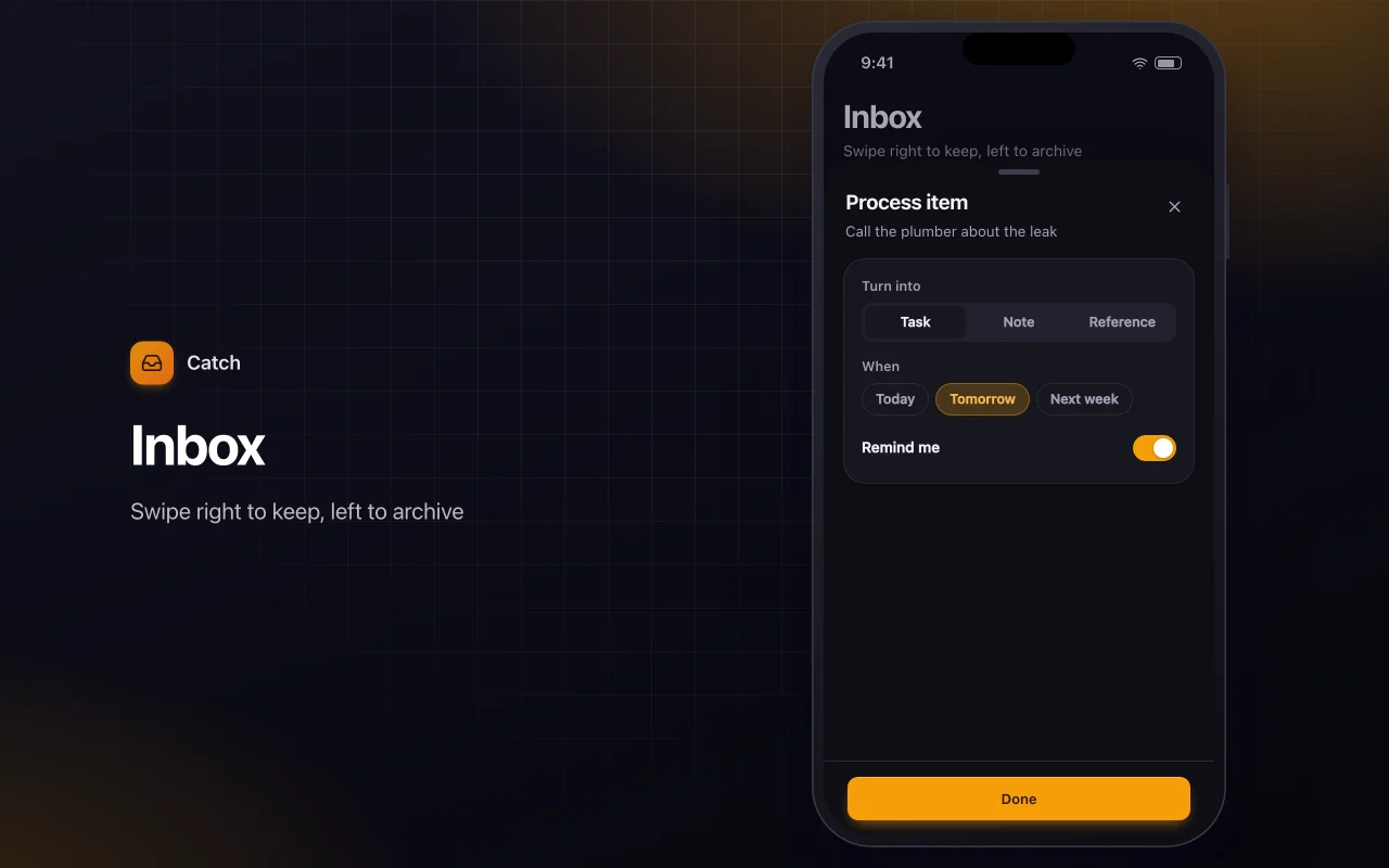 Quick capture inbox: the Inbox screen