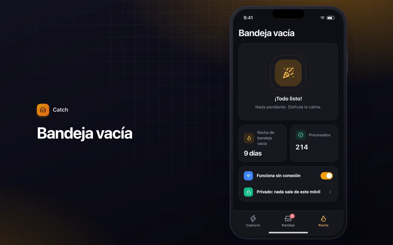 Bandeja de captura rápida: la pantalla Bandeja vacía