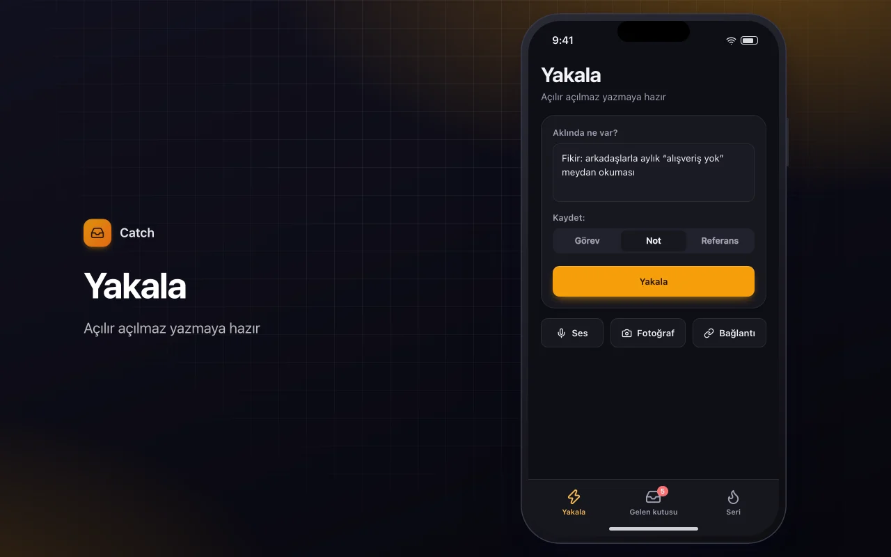 Hızlı yakalama gelen kutusu: Yakala ekranı