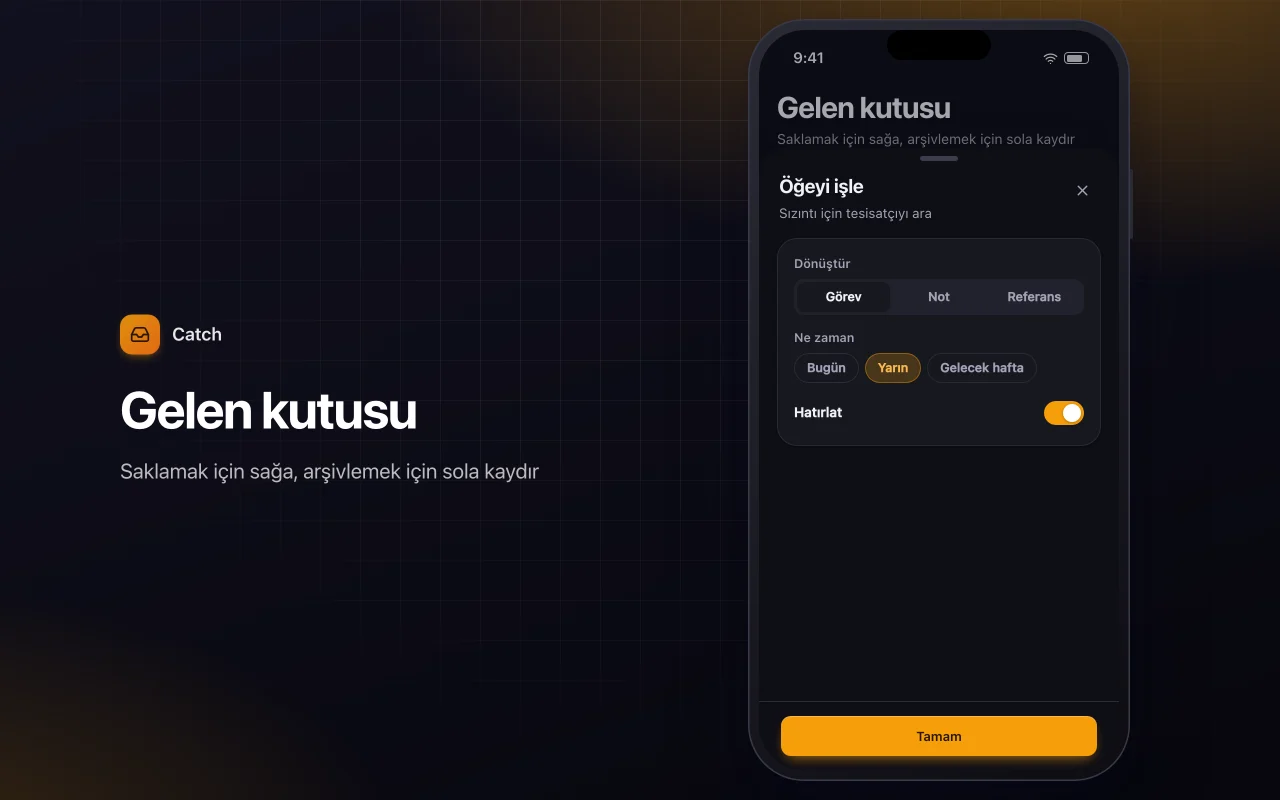 Hızlı yakalama gelen kutusu: Gelen kutusu ekranı