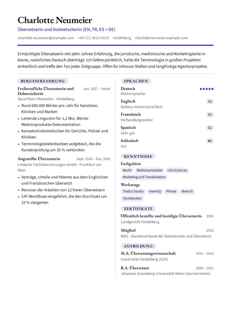 Screenshot von Lingua