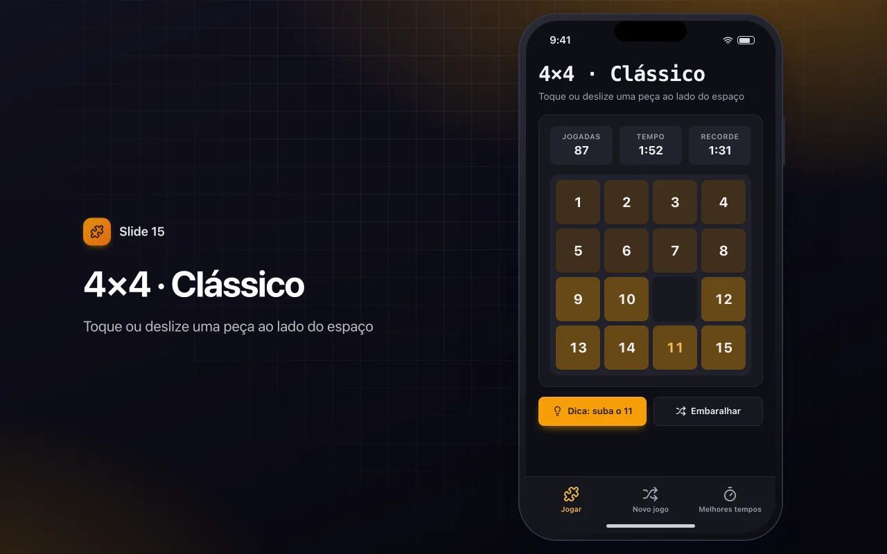 Quebra-cabeça deslizante: a tela 4×4 · Clássico