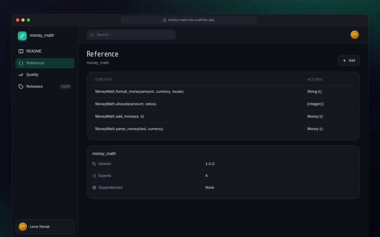 Money Math (Elixir): the Reference screen