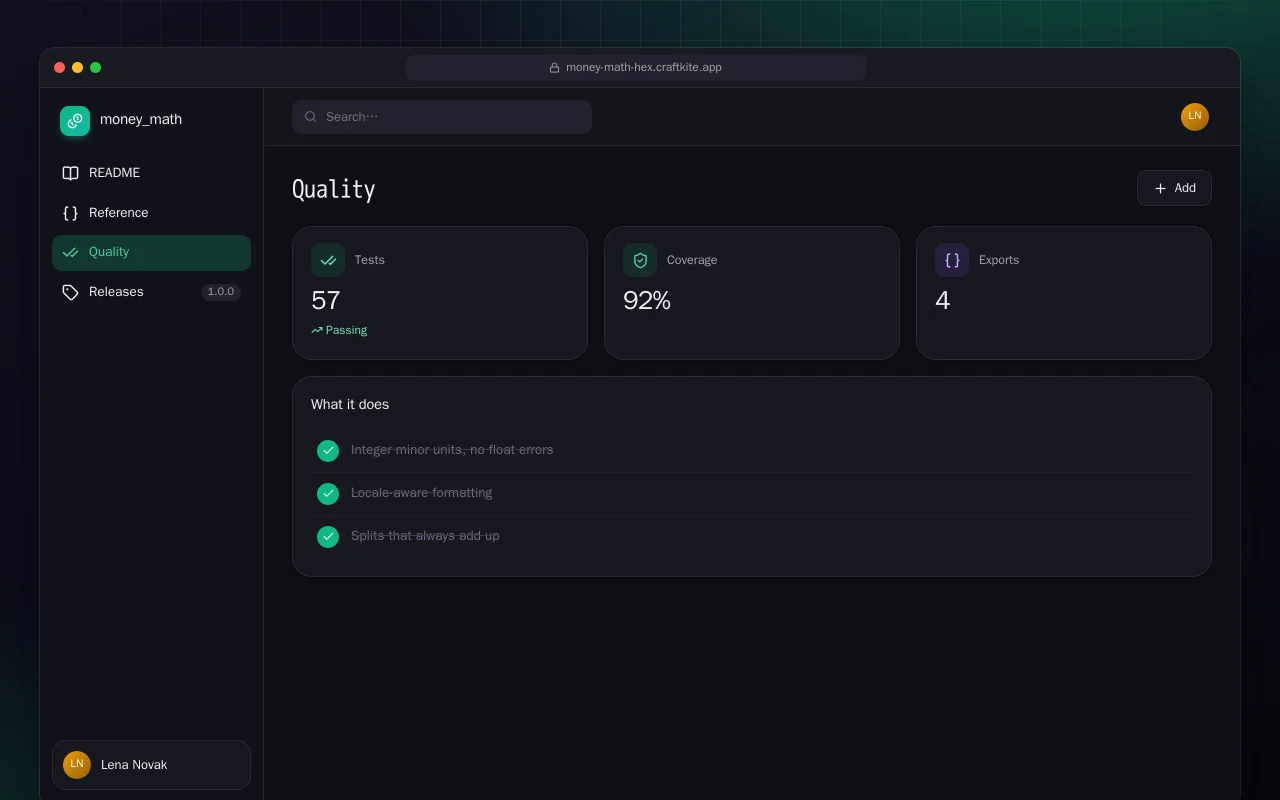 Money Math (Elixir): the Quality screen