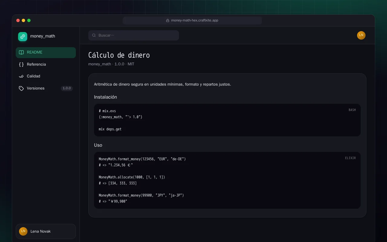 Cálculo de dinero (Elixir): la pantalla Cálculo de dinero