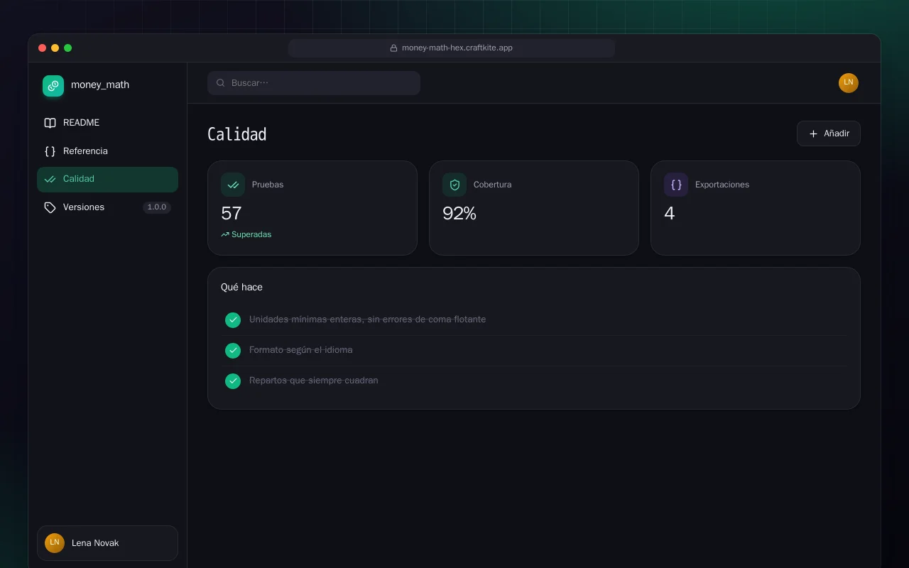 Cálculo de dinero (Elixir): la pantalla Calidad