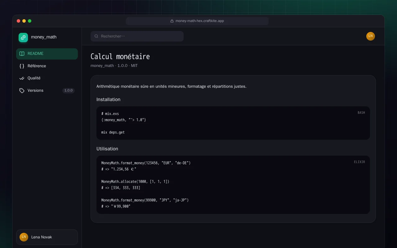 Calcul monétaire (Elixir) : l’écran Calcul monétaire
