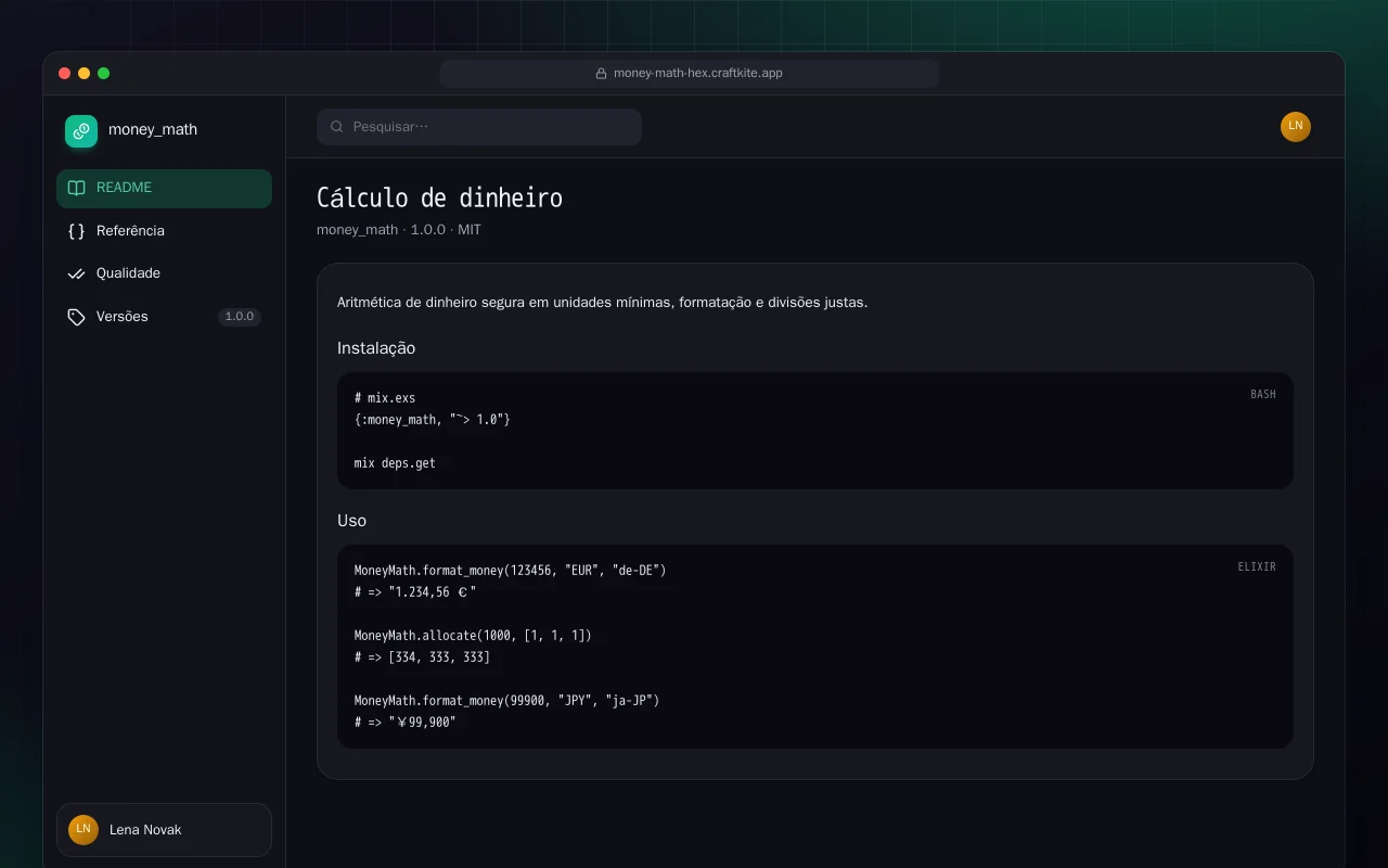 Cálculo de dinheiro (Elixir): a tela Cálculo de dinheiro