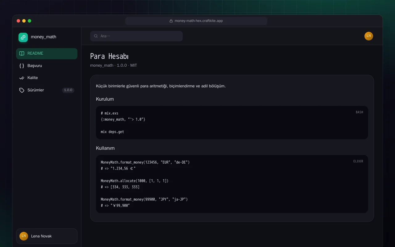 Para Hesabı (Elixir): Para Hesabı ekranı