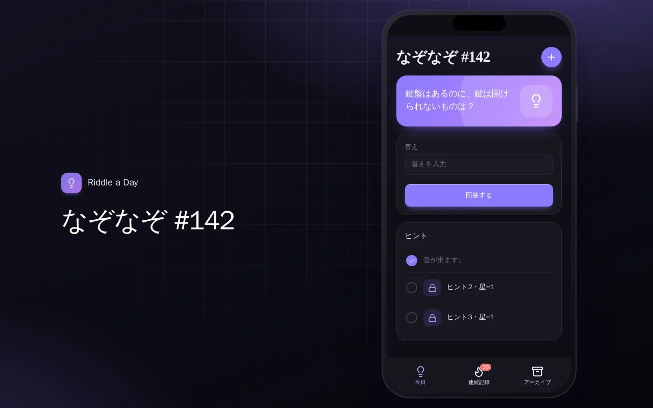 毎日のなぞなぞ：なぞなぞ #142画面