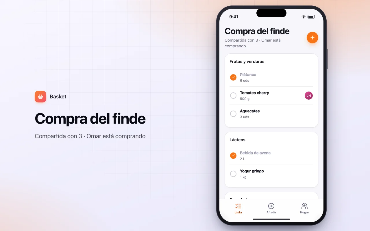 Lista de la compra compartida: la pantalla Compra del finde