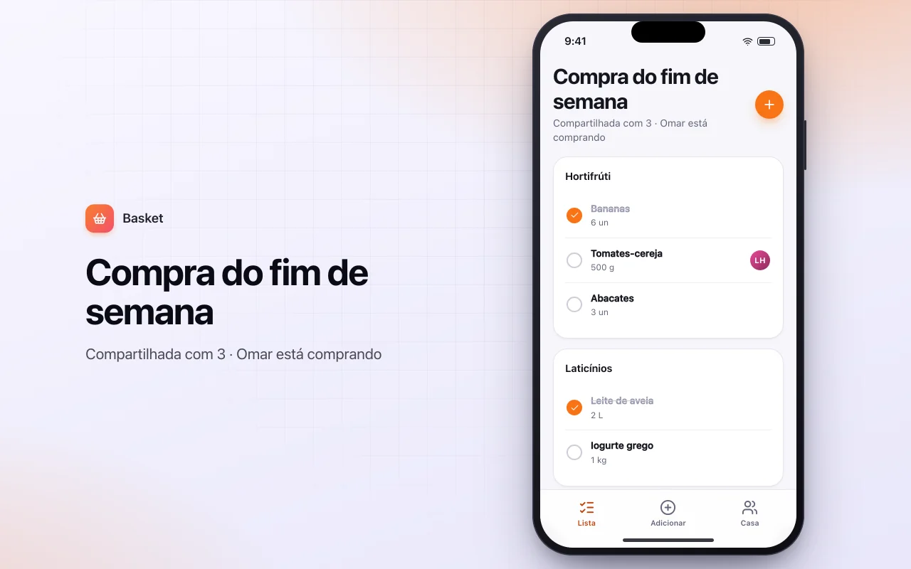 Lista de compras compartilhada: a tela Compra do fim de semana
