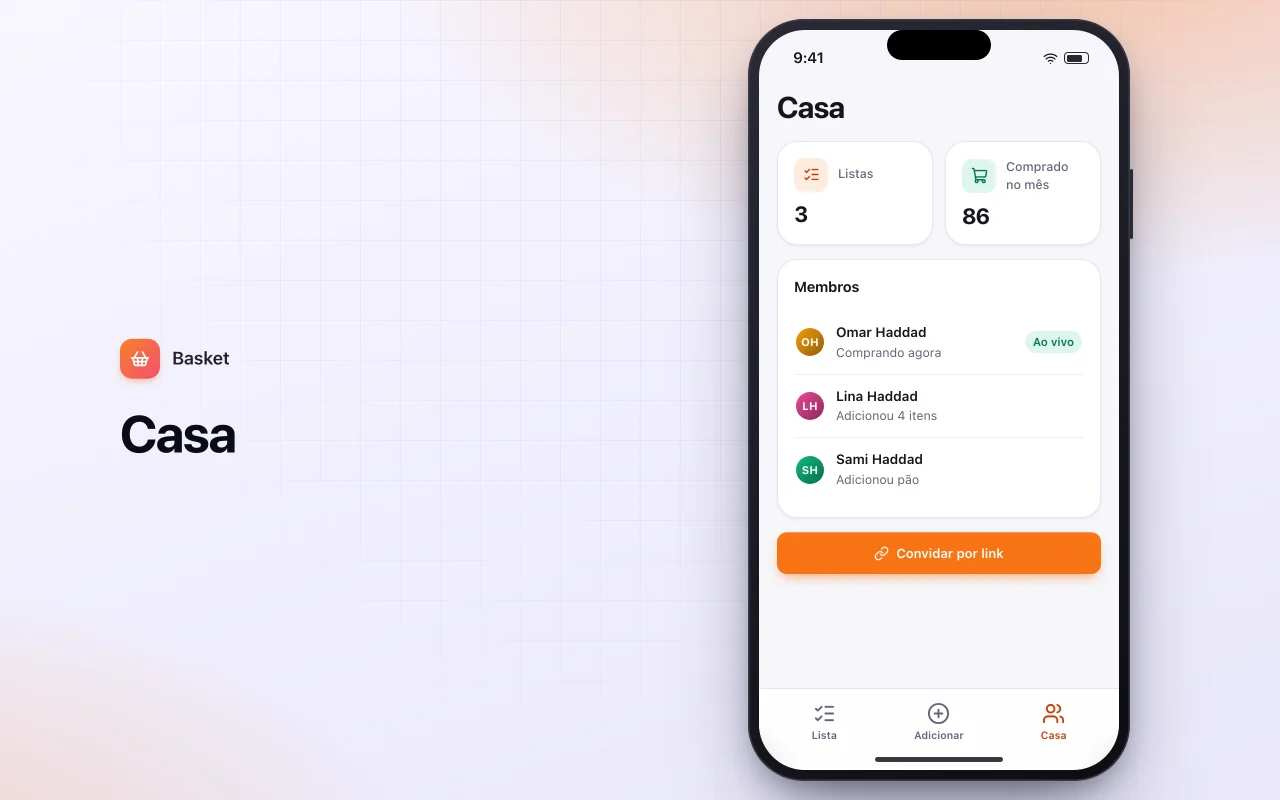 Lista de compras compartilhada: a tela Casa