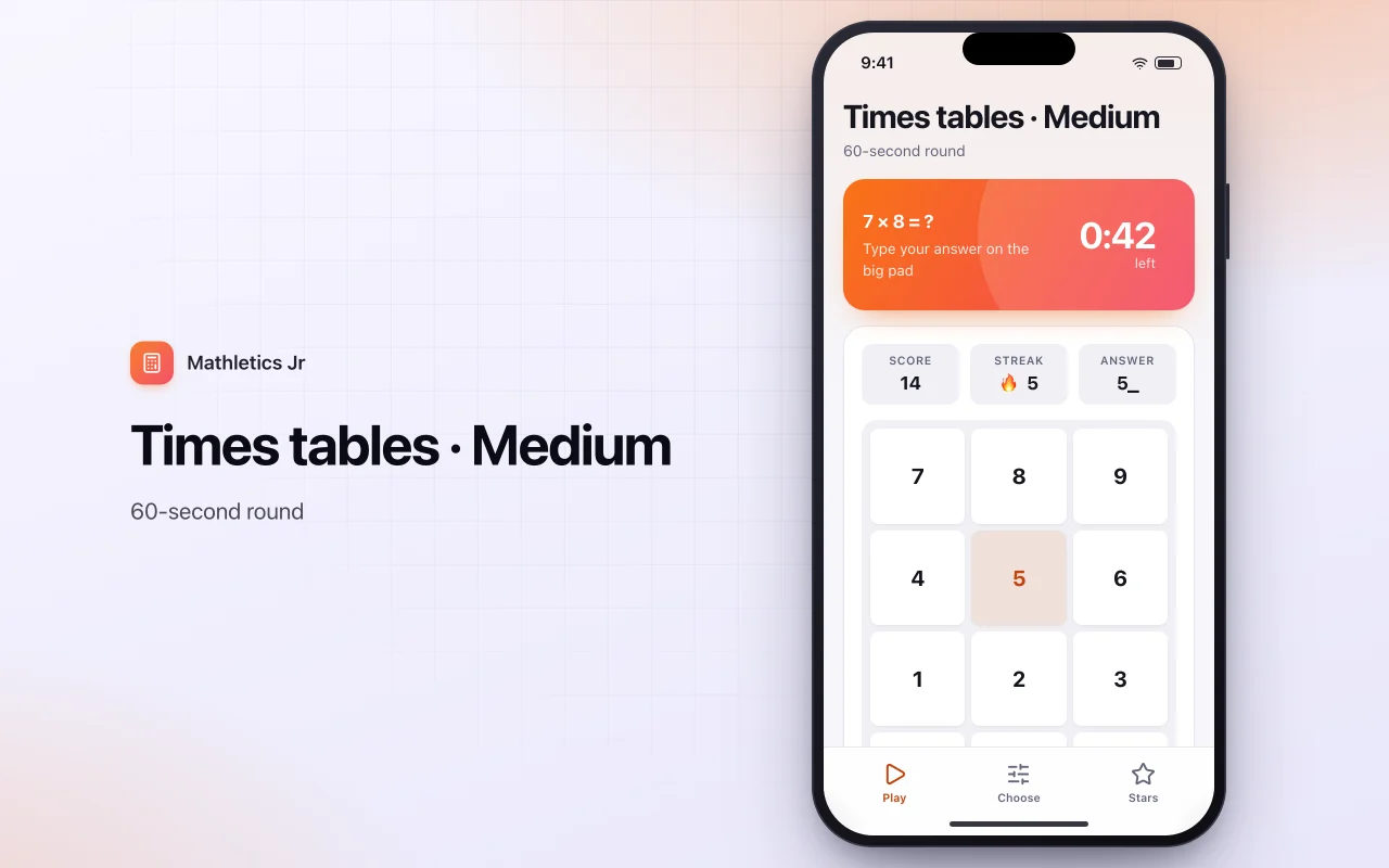 Math practice drills: the Times tables · Medium screen