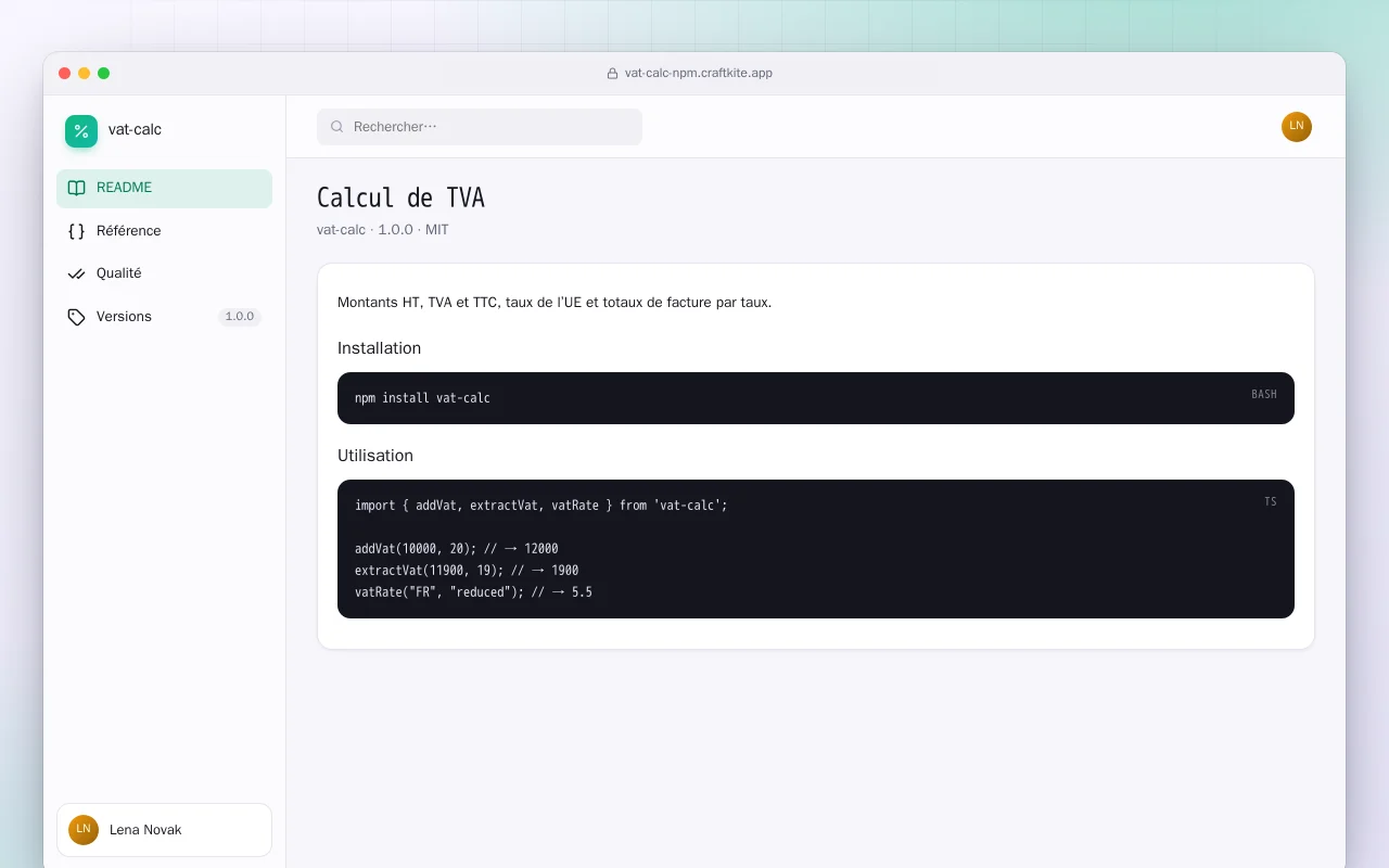 Calcul de TVA (TypeScript) : l’écran Calcul de TVA
