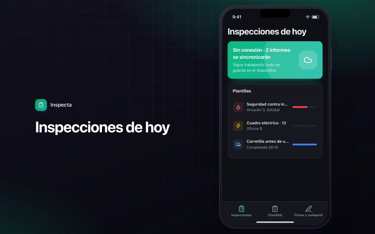 Lista de inspección en campo: la pantalla Inspecciones de hoy