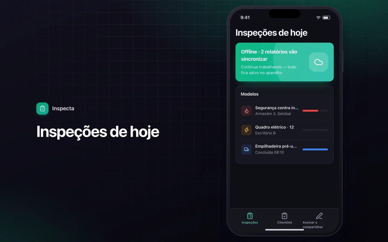 Checklist de inspeção em campo: a tela Inspeções de hoje