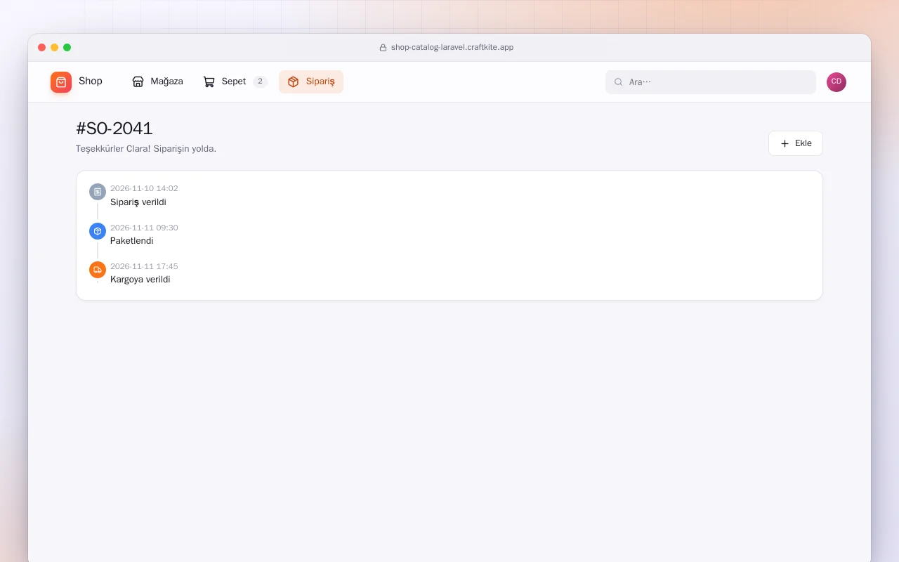 Mağaza Kataloğu (Laravel): #SO-2041 ekranı