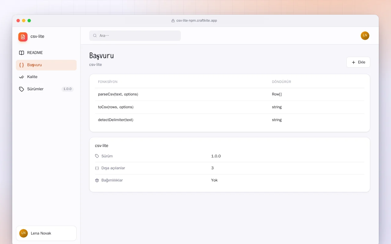 CSV Lite (TypeScript): Başvuru ekranı