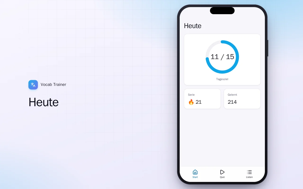 Vokabeltrainer (Flutter): der Bildschirm „Heute“