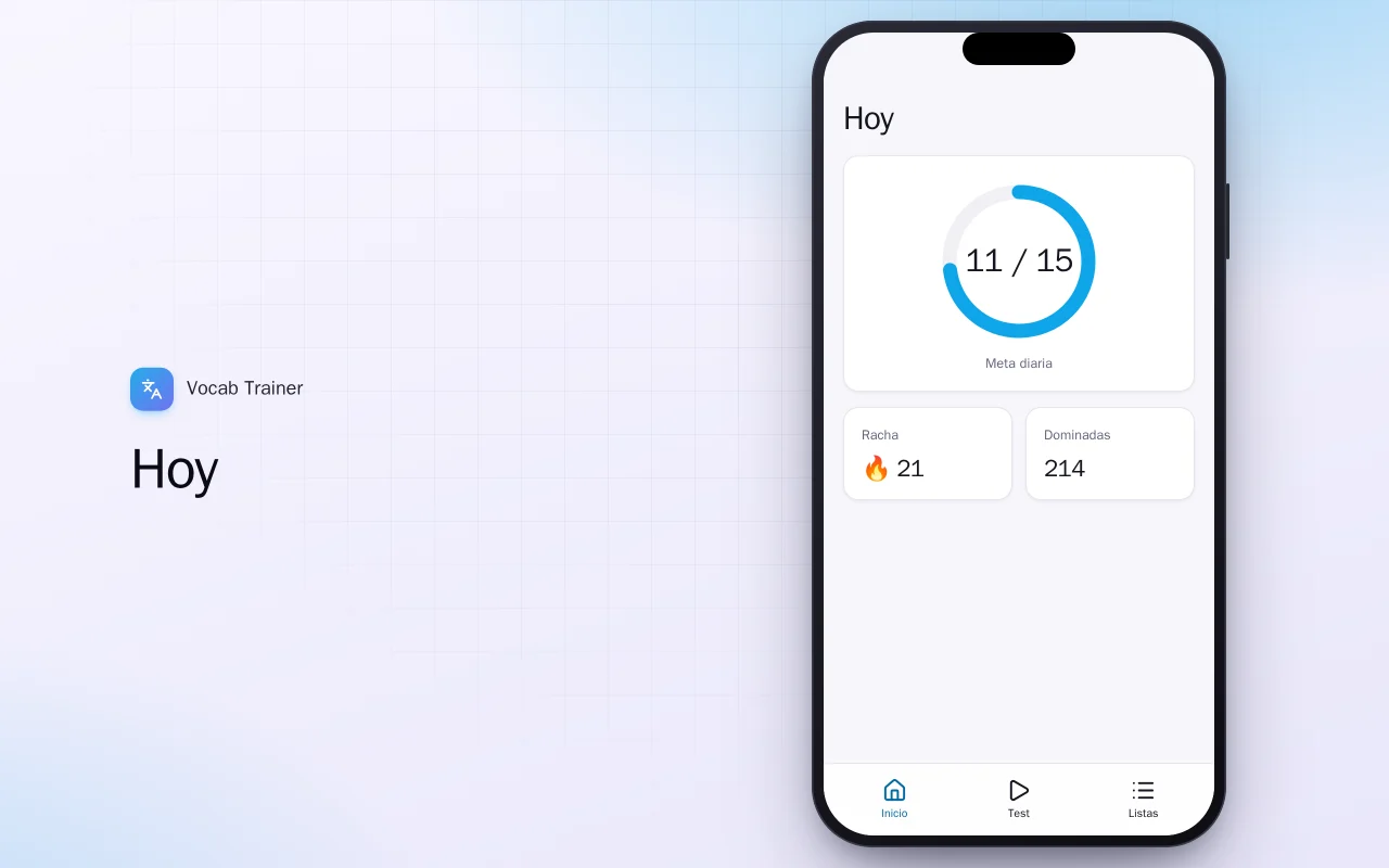Entrenador de vocabulario (Flutter): la pantalla Hoy