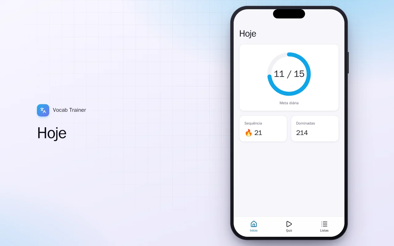 Treino de vocabulário (Flutter): a tela Hoje