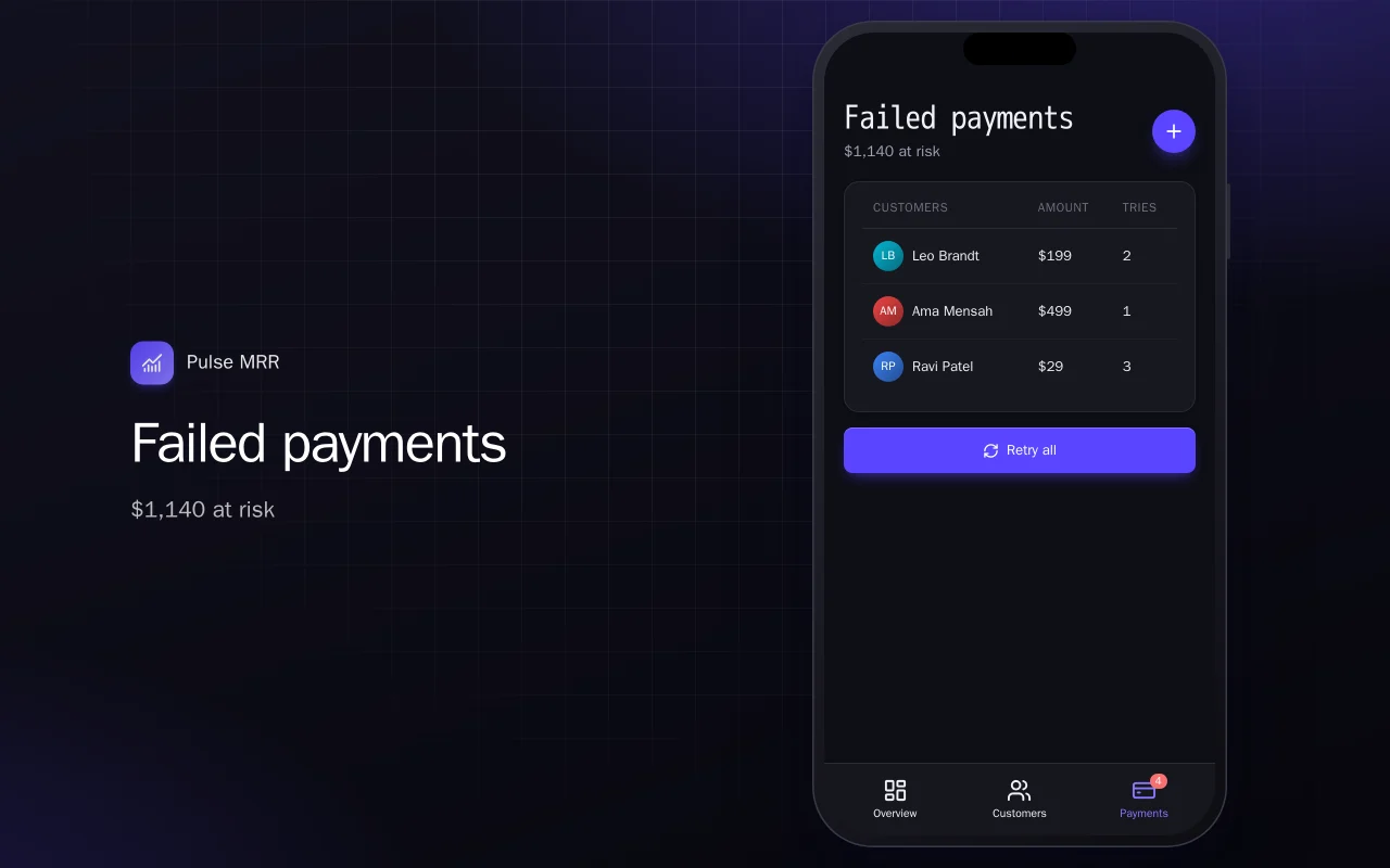 Subscription metrics on the go: the Failed payments screen